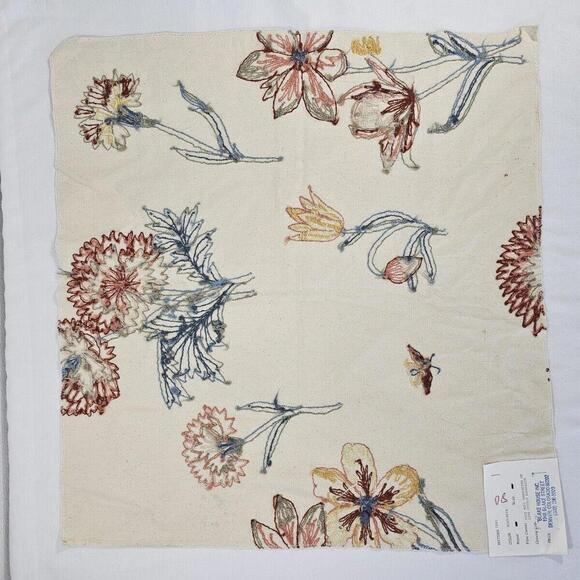 The Crewel Work Company "Cebu" Vintage Embroidery Pillow Fabric 26"x26" Square - Picture 8 of 14